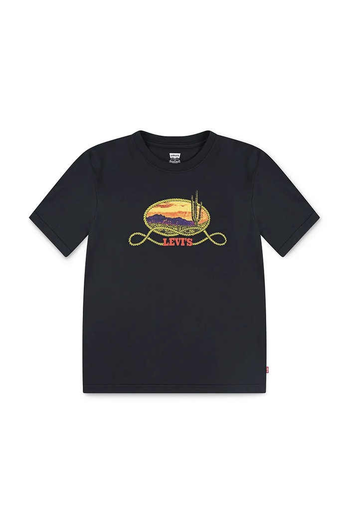Levi's t-shirt bawełniany dziecięcy CACTUS IN THE SUNSET TEE nadruk czarny 8EN900