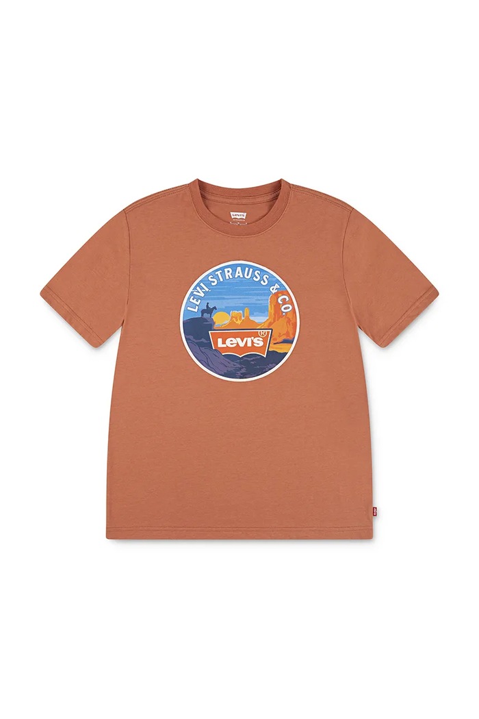 Levi's t-shirt bawełniany dziecięcy DESERT TRAIL TEE nadruk pomarańczowy 8EN993