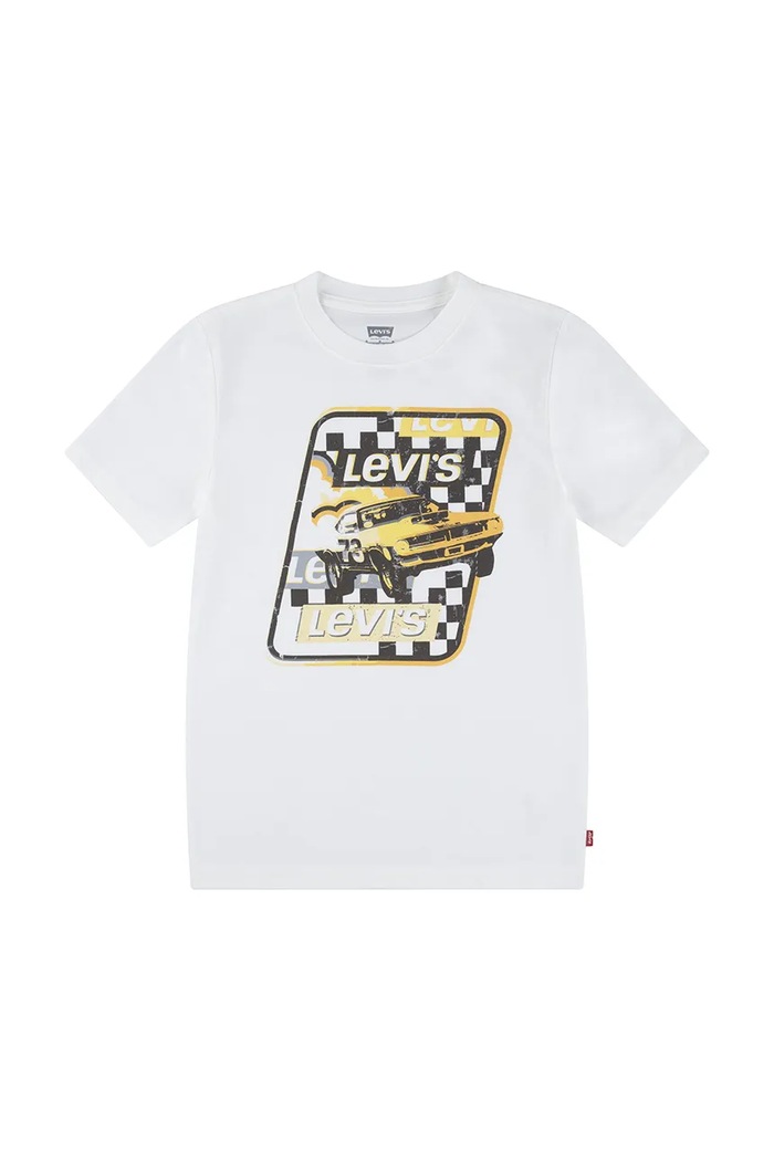 Levi's T-shirt dziecięcy RACE TO THE FINISH TEE biały 9EN609