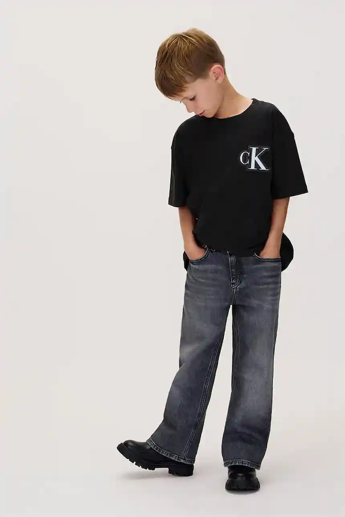 Calvin Klein Jeans t-shirt bawełniany dziecięcy czarny IB0IB02584.9BYA