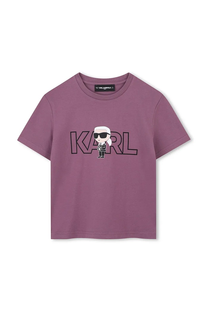 Karl Lagerfeld t-shirt bawełniany dziecięcy Z30956.114.150 fioletowy AW25