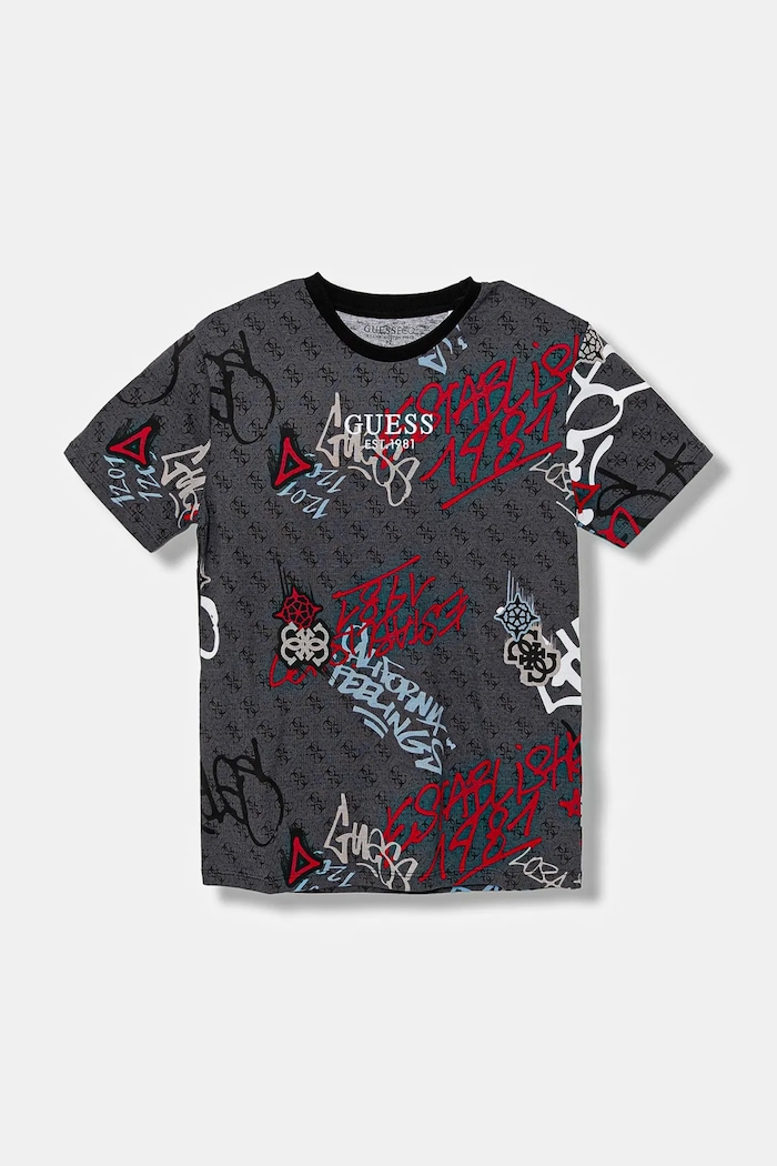 Guess t-shirt bawełniany dziecięcy wzorzyste szary L5BI07.I3Z14.9BYA