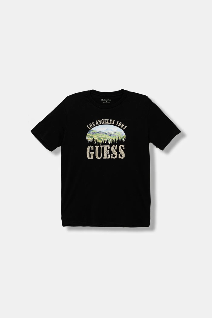 Guess t-shirt bawełniany dziecięcy nadruk czarny L5BI24.I3Z14.9BYA