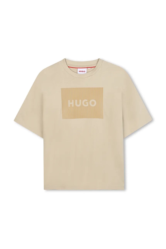 Detské bavlnené tričko HUGO G00440.162.174 béžová AW25