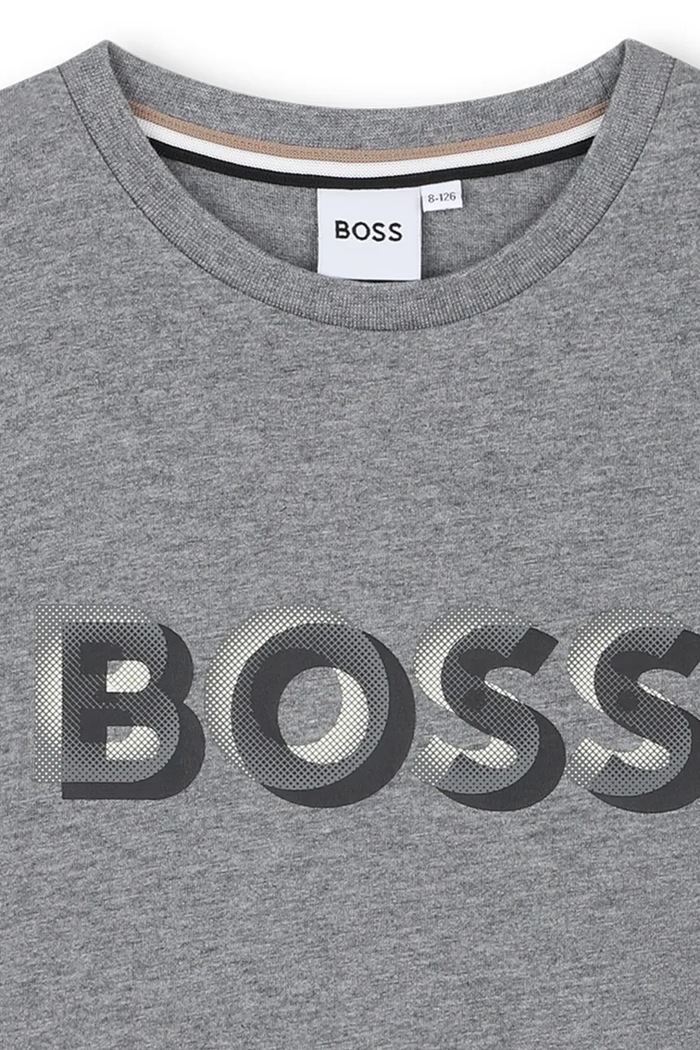Chlapec Bavlnené tričko BOSS J52360.162.174 sivá