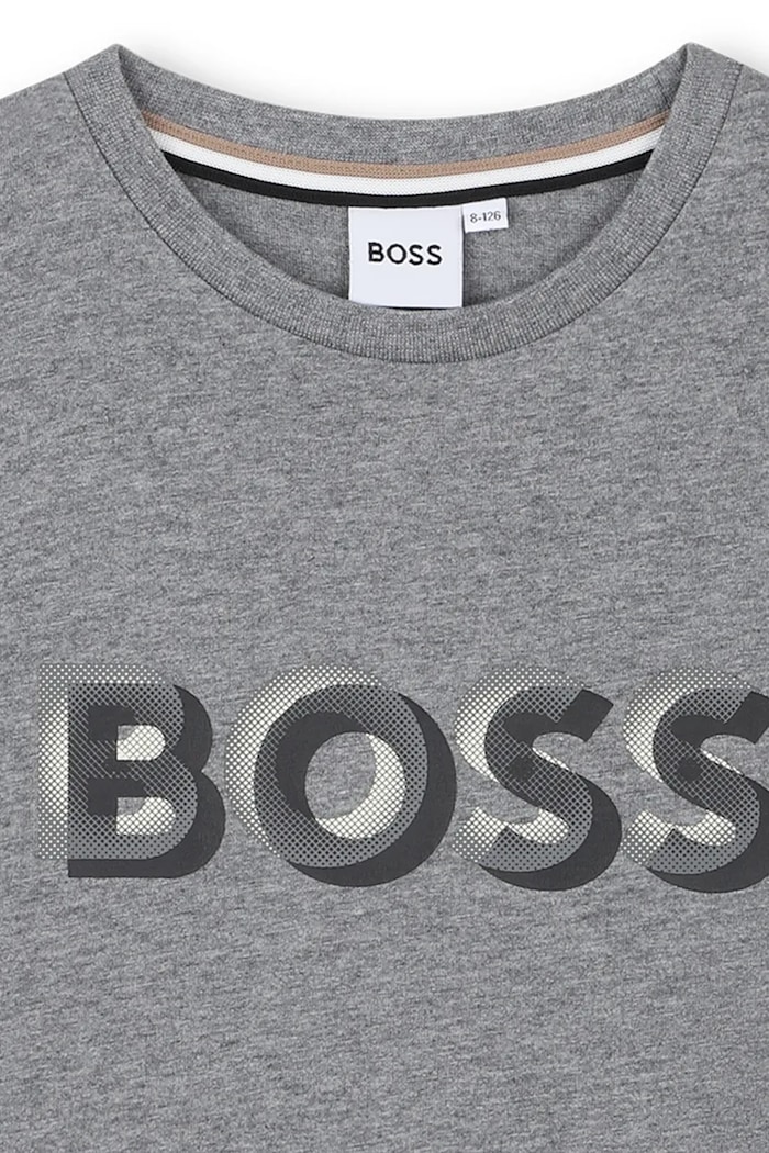 Chlapec Bavlnené tričko BOSS J52360.162.174 sivá