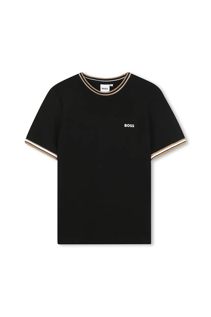 Dětské bavlněné tričko BOSS J52368.114.150 černá AW25