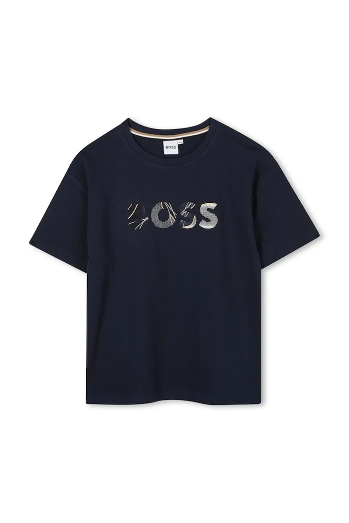 BOSS t-shirt bawełniany dziecięcy nadruk granatowy J52372.102.108