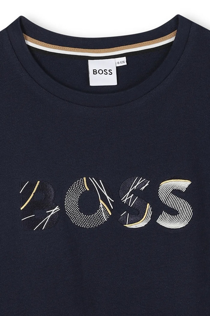 Chłopiec BOSS t-shirt bawełniany dziecięcy J52372.102.108 granatowy