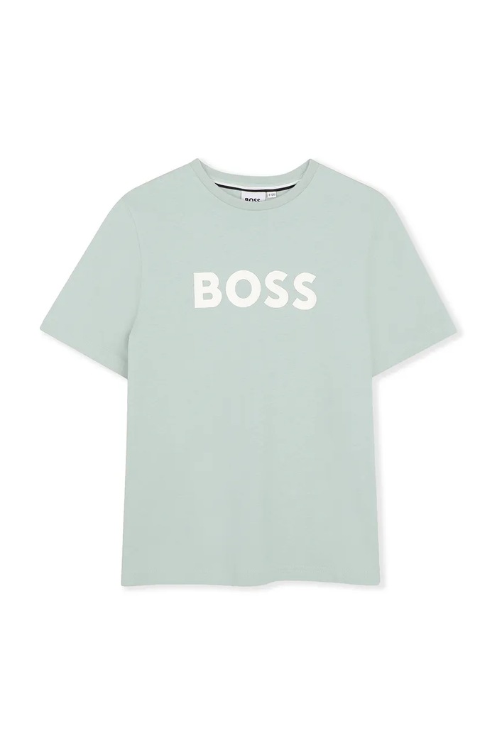 BOSS t-shirt bawełniany dziecięcy nadruk turkusowy J52711.102.108