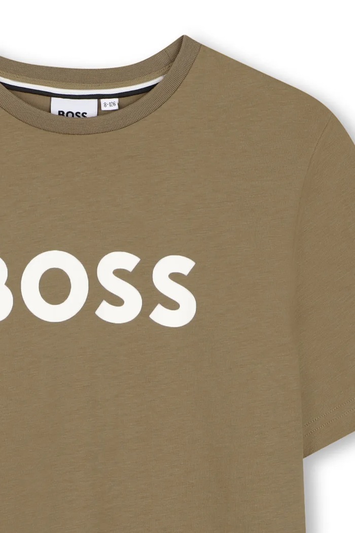 Chłopiec BOSS t-shirt bawełniany dziecięcy J52711.102.108 zielony