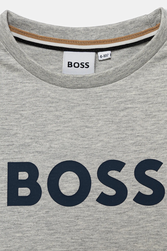 Момче Детска памучна тениска BOSS J52711.102.108 сив