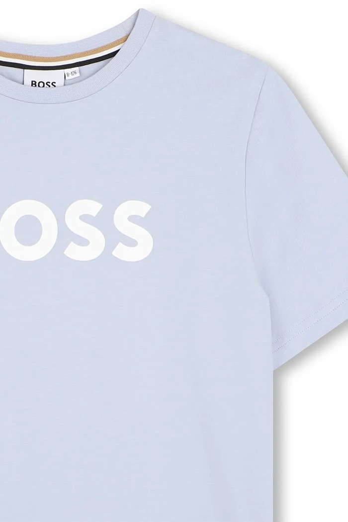 Chłopiec BOSS T-shirt dziecięcy bawełniany J52711.114.150 niebieski