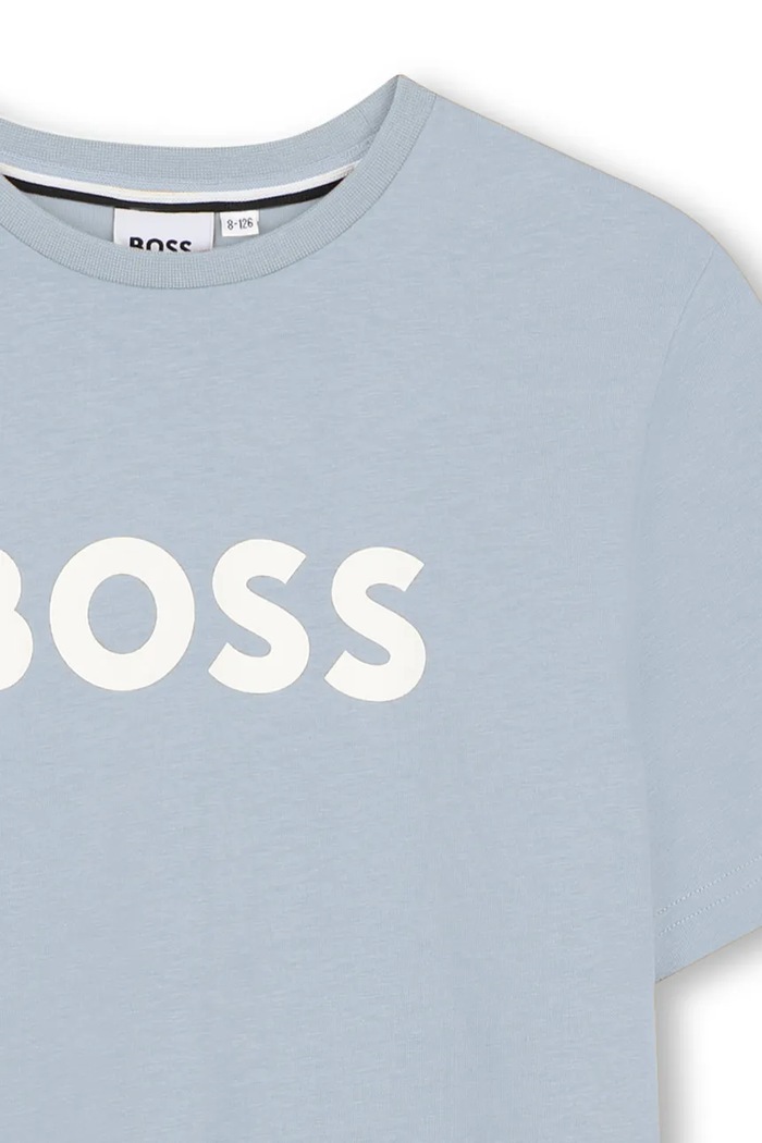 Chlapec Detské bavlnené tričko BOSS J52711.114.150 modrá