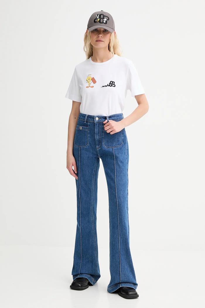 MUNTHE T-shirt bawełniany LACIN 253110125360 biały AW25