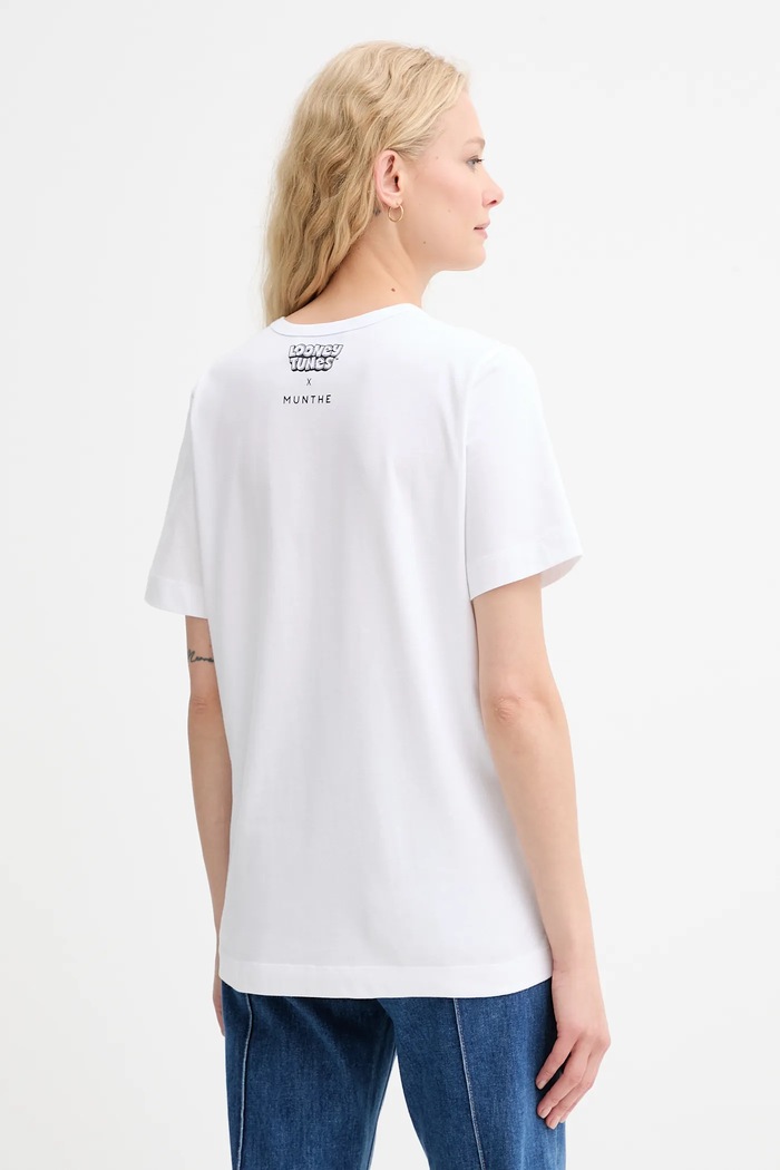 Odzież MUNTHE T-shirt bawełniany LACIN 253110125360 biały