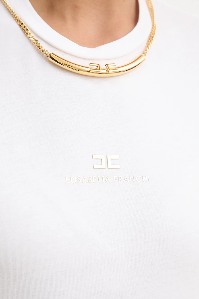 Elisabetta Franchi t-shirt in cotone MA02856E2 bianco