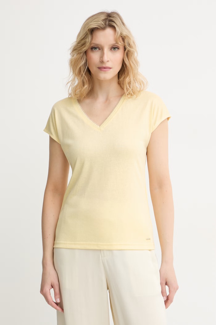 Morgan tricou pentru femei cu vâscoză galben 241.DAGA