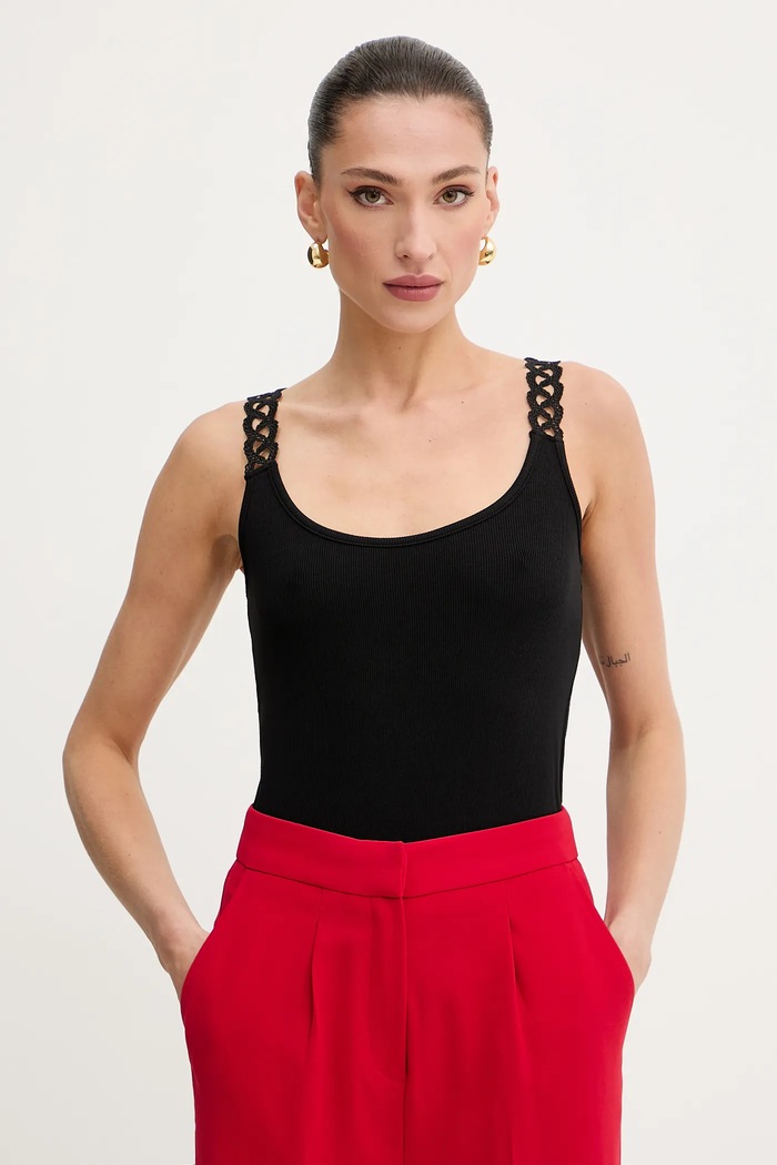 Morgan top imprimeu negru DOUBI