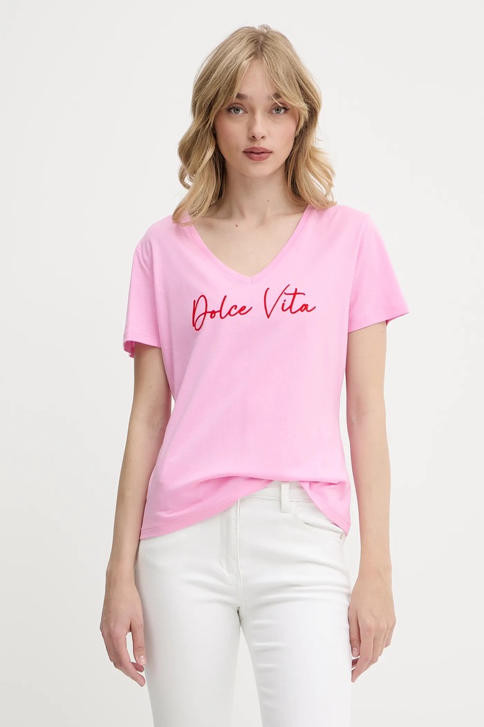 Morgan tricou imprimeu roz DOLCE