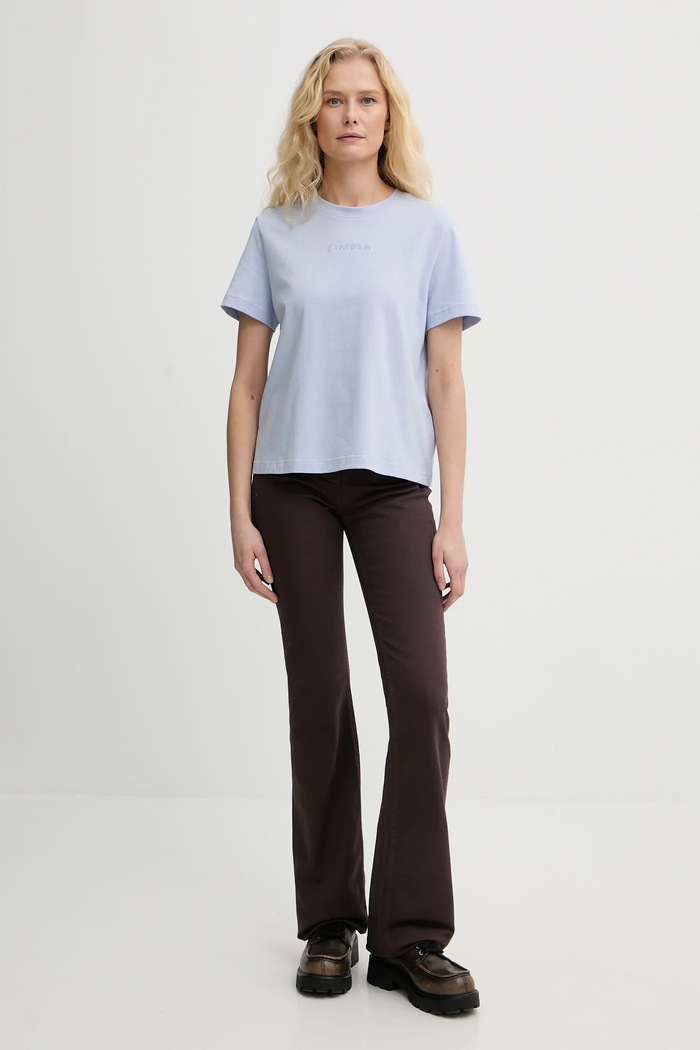 Calvin Klein tricou de femei din bumbac LV044C905G albastru SS26