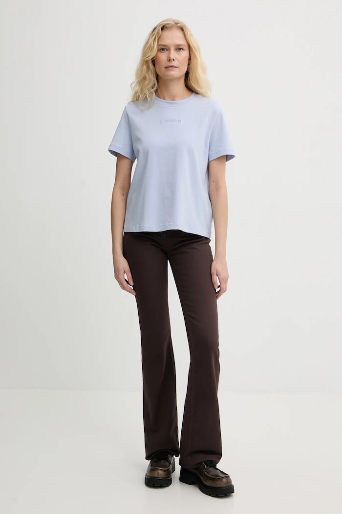 Calvin Klein tricou de femei din bumbac LV044C905G albastru SS26
