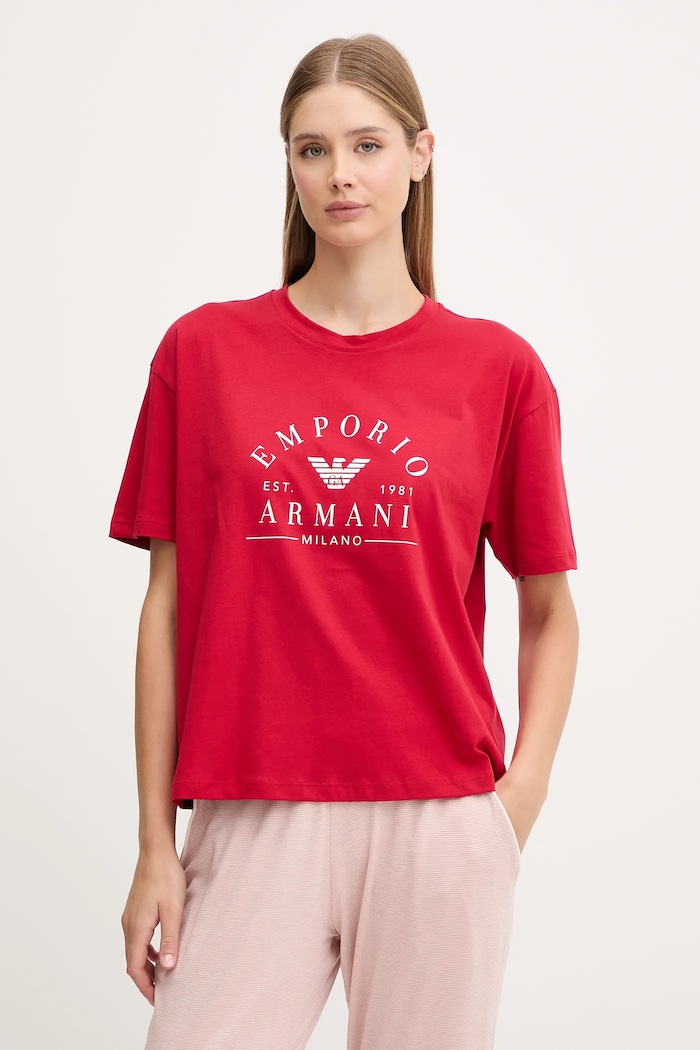 Emporio Armani Underwear t-shirt bawełniany lounge nadruk czerwony EW001898.AF15345