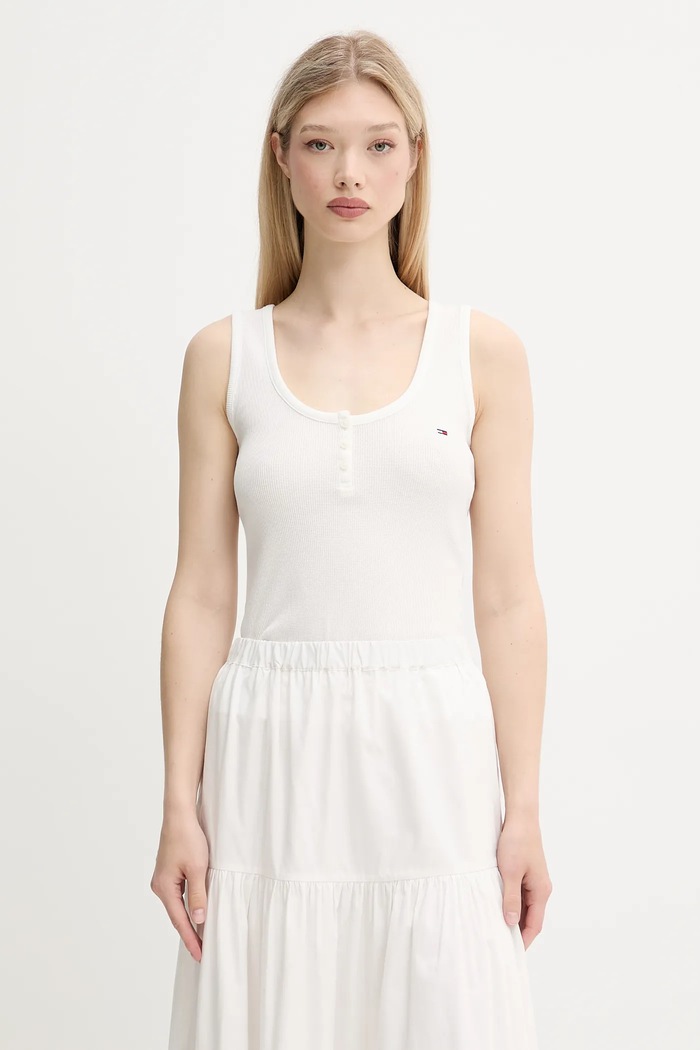 Tommy Jeans top z elastanem biały DW0DW20898