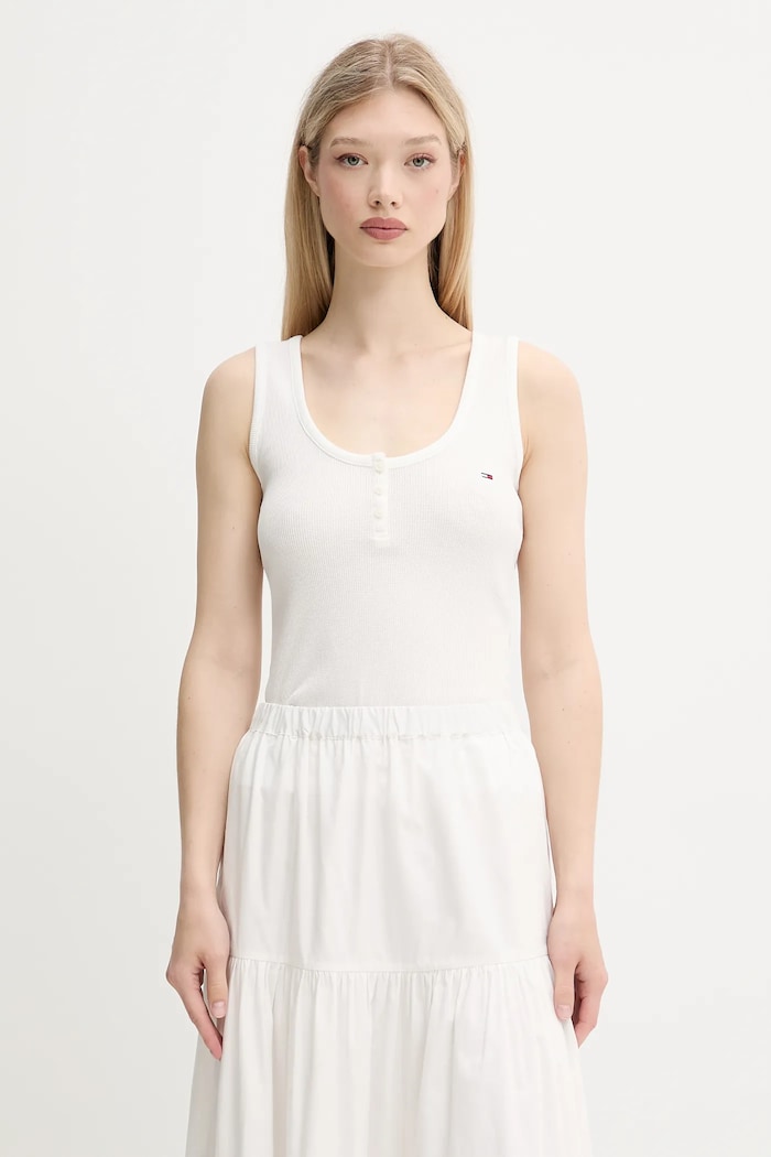 Tommy Jeans top z elastanem biały DW0DW20898