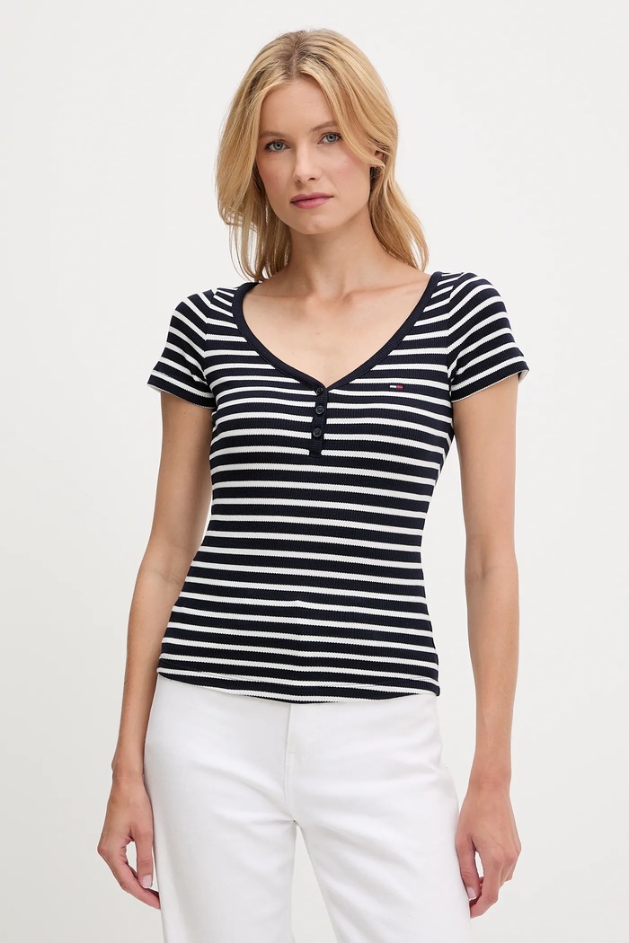 Μπλουζάκι Tommy Jeans slim σκούρο μπλε DW0DW20902