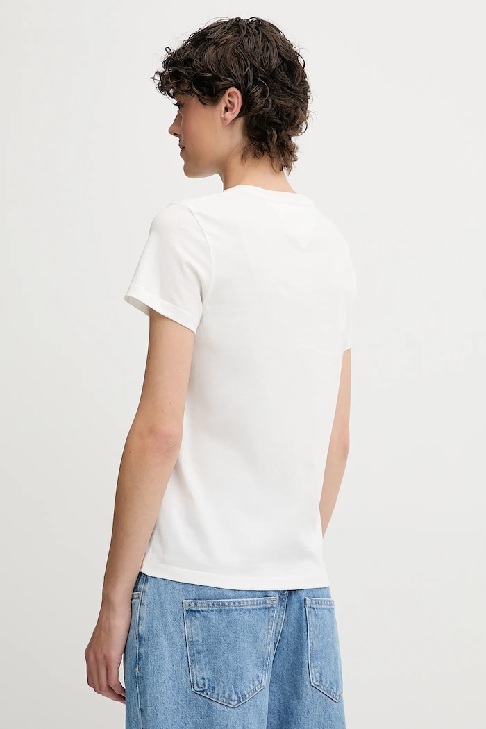 Βαμβακερό μπλουζάκι Tommy Jeans DW0DW20905 λευκό AW25