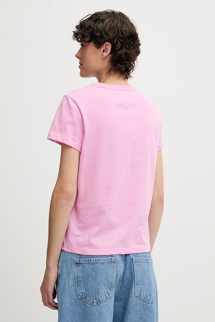 Bavlněné tričko Tommy Jeans DW0DW20905 růžová AW25