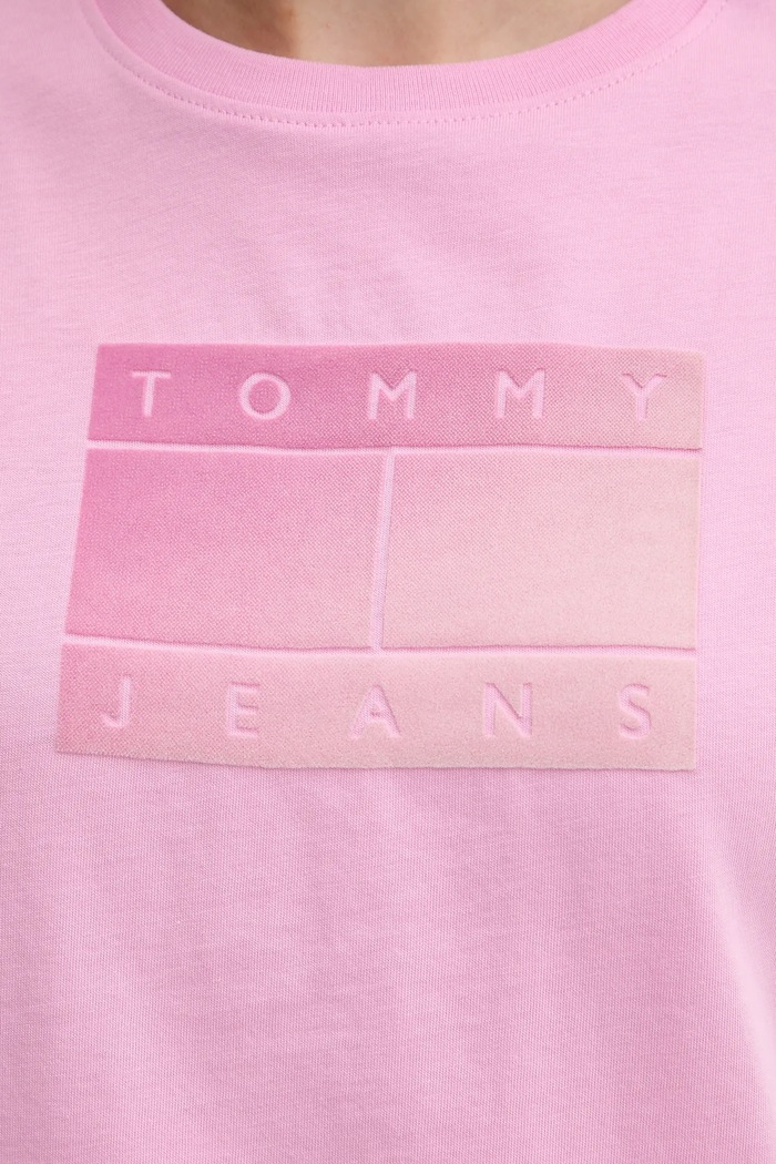 Bavlněné tričko Tommy Jeans růžová DW0DW20905