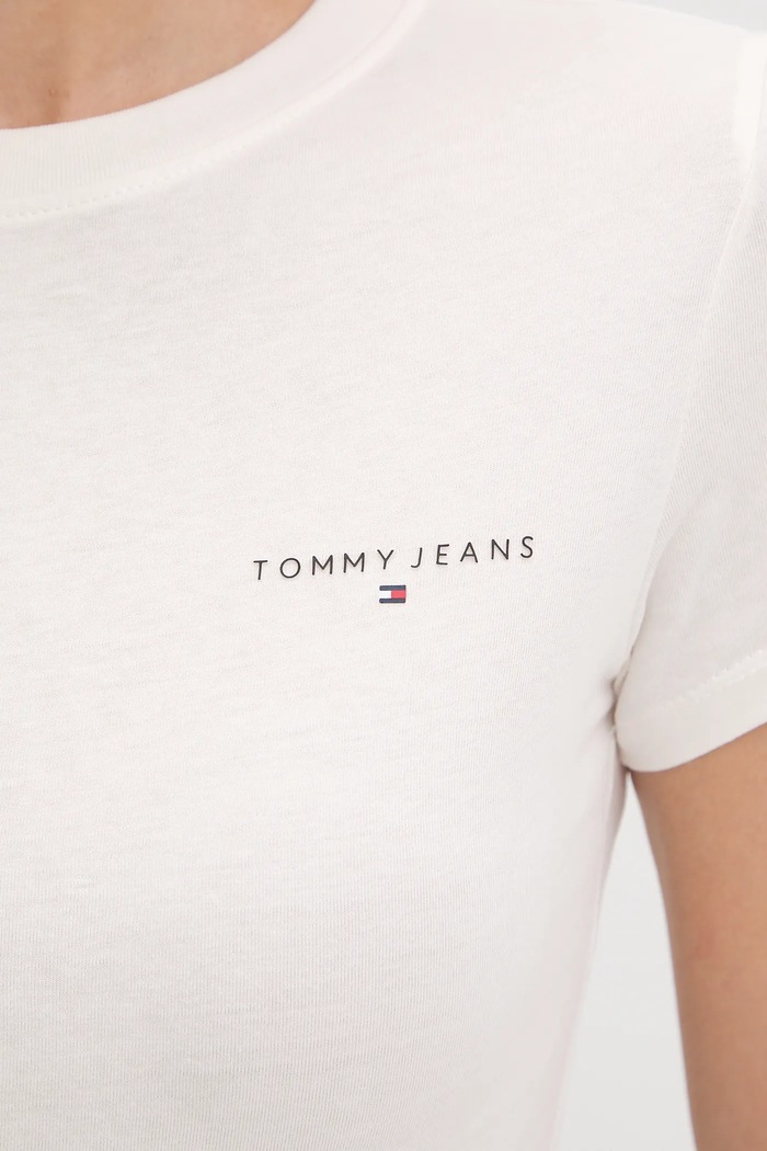 T-shirt bawełniany Tommy Jeans DW0DW21164 beżowy