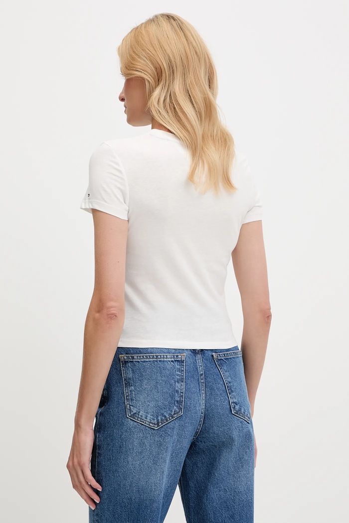 Bavlněné tričko Tommy Jeans DW0DW21390 bílá AW25