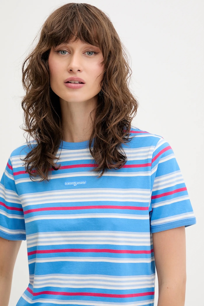 Bavlnené tričko Tommy Jeans modrá DW0DW21391