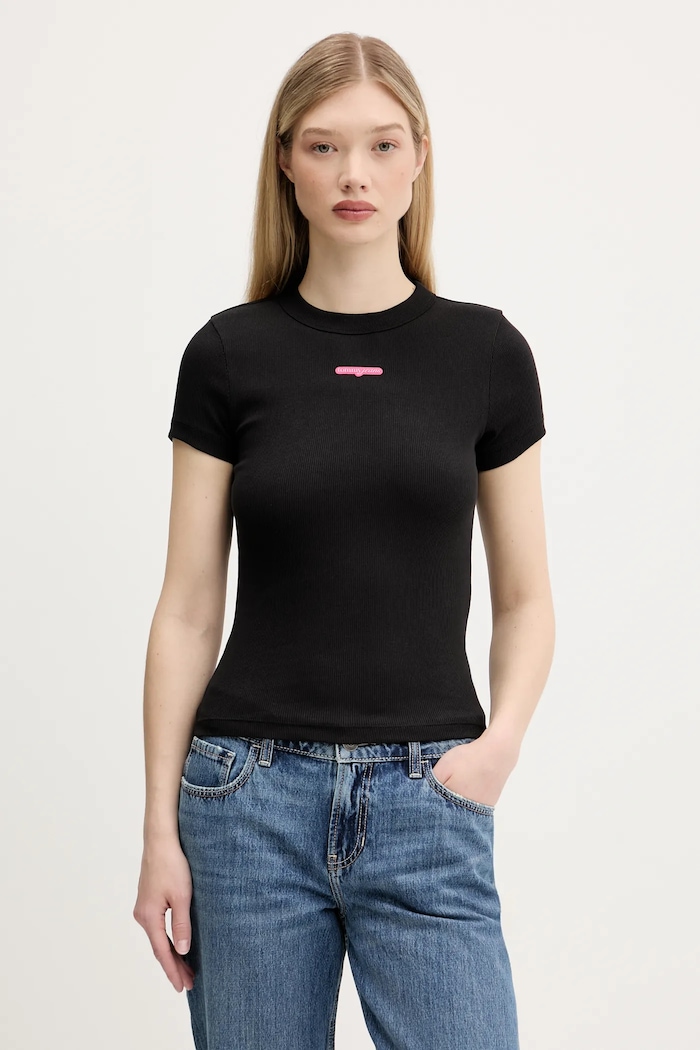 Tommy Jeans t-shirt elasztánnal fekete DW0DW21402