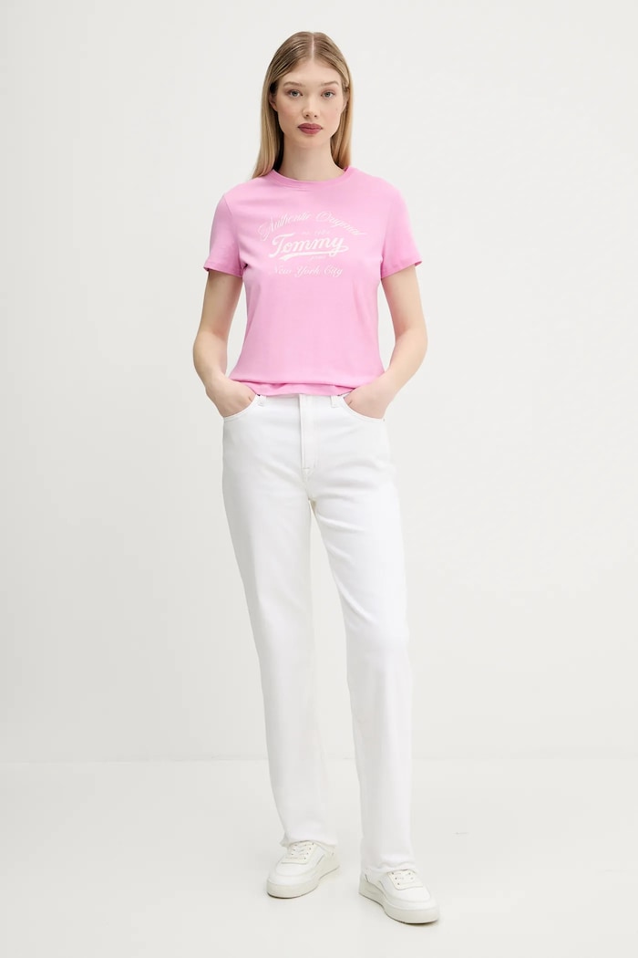 Μπλουζάκι Tommy Jeans DW0DW21404 ροζ AW25