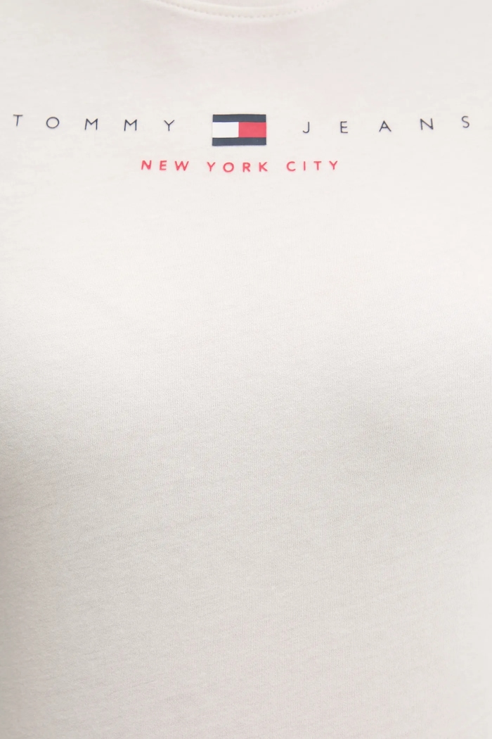 Tommy Jeans pamut póló DW0DW21422 bézs