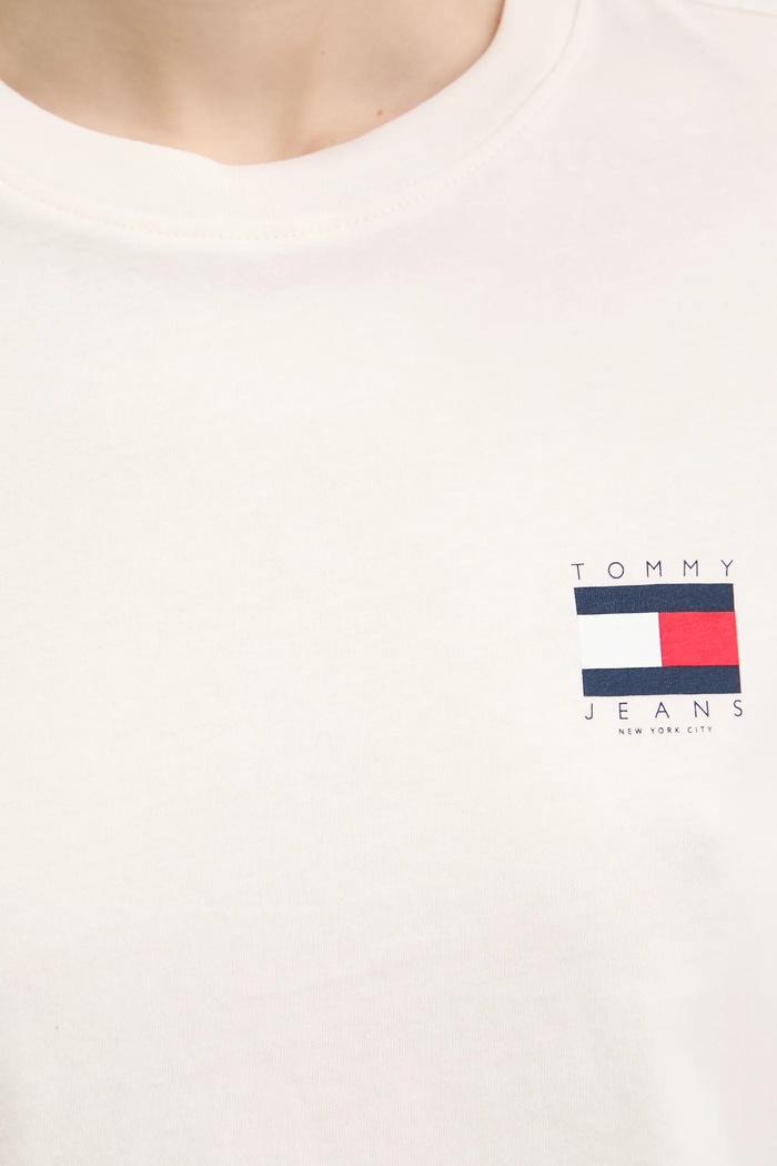 Tommy Jeans pamut póló DW0DW21423 bézs