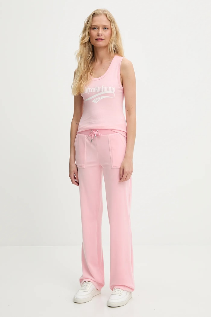 Juicy Couture top CALIFREAKINFORNIA RIB VEST JCNLV225459 różowy AW25