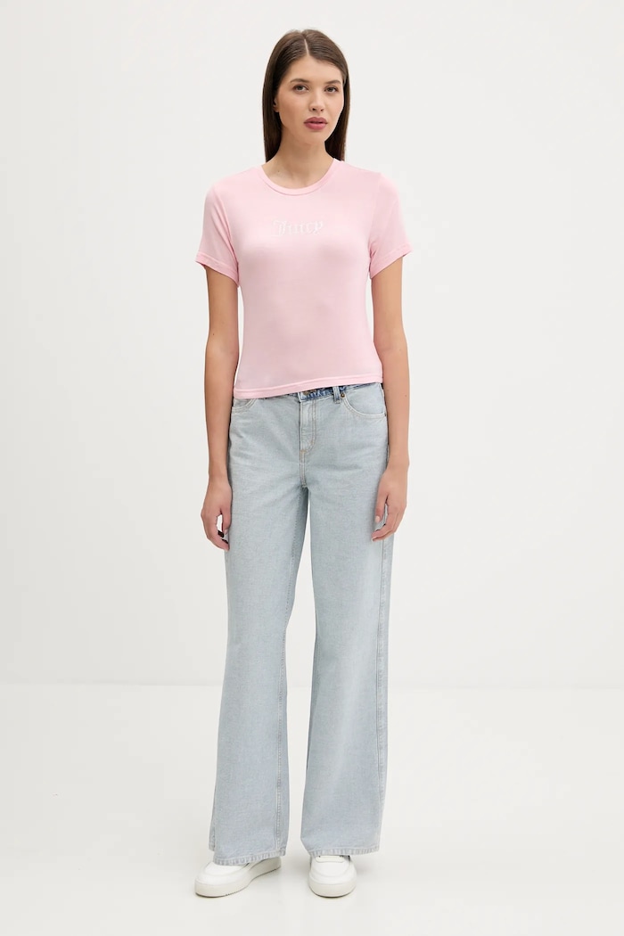 Juicy Couture t-shirt SHEER FITTED TEE JCWCT225301 różowy AW25