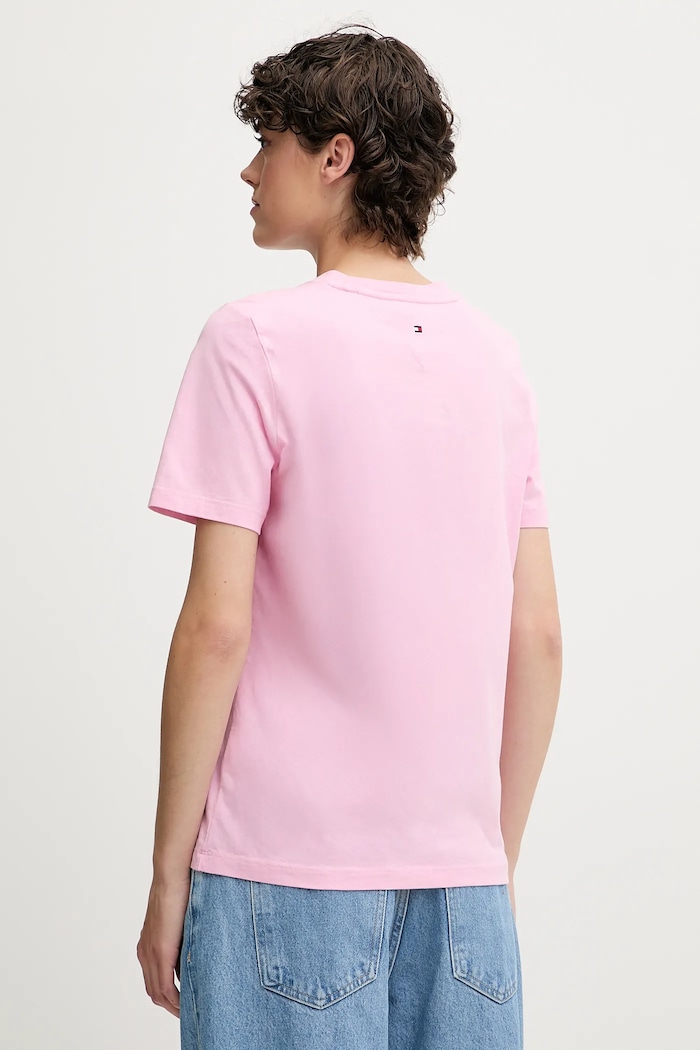 Tommy Hilfiger tricou din bumbac WW0WW45626 roz AW25