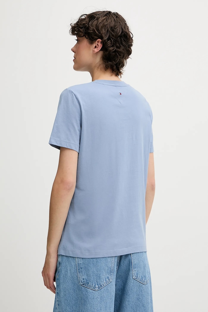 Bavlněné tričko Tommy Hilfiger WW0WW45626 modrá AW25