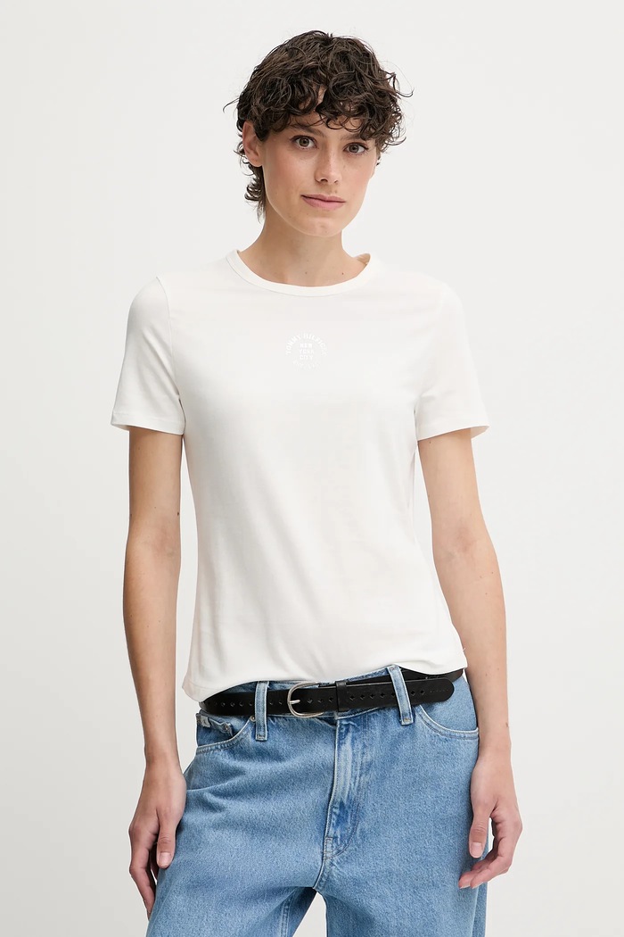Tričko Tommy Hilfiger potisk bílá WW0WW45809