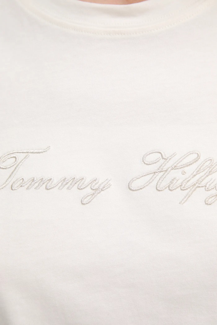 Памучна тениска Tommy Hilfiger WW0WW47210 бежов
