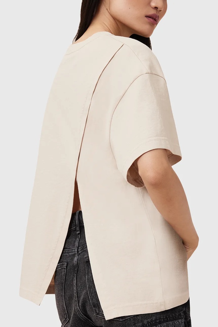 Odzież AllSaints t-shirt bawełniany AVRI W095JC beżowy
