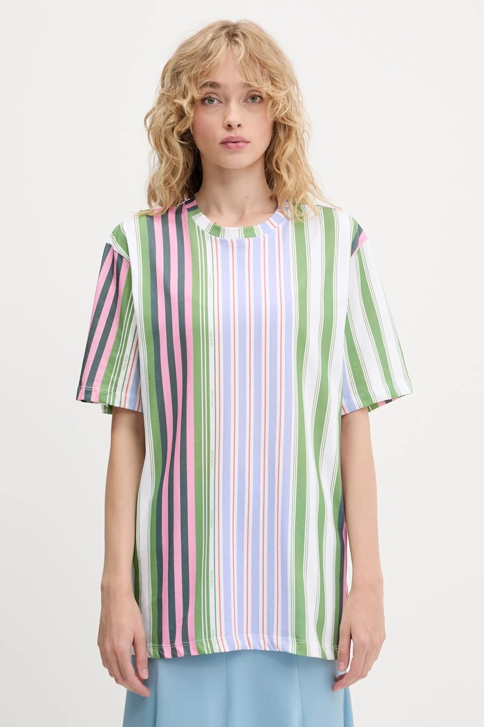 Stine Goya t-shirt bawełniany wzorzyste zielony SG.PF25.T009.2243