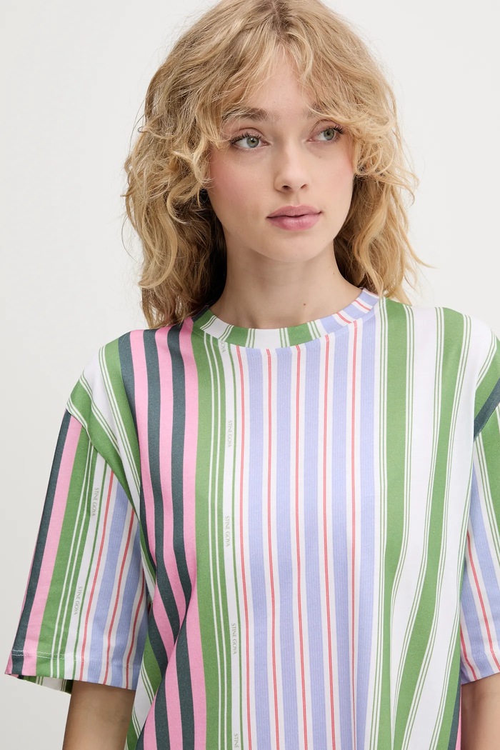 Stine Goya t-shirt bawełniany zielony SG.PF25.T009.2243