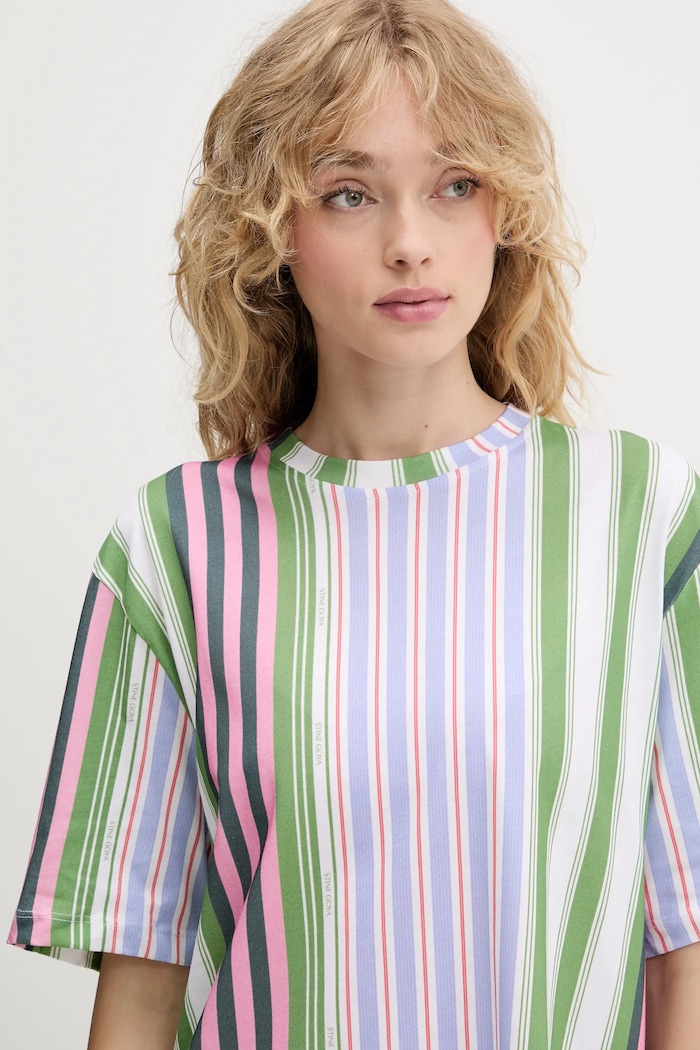 Stine Goya t-shirt bawełniany zielony SG.PF25.T009.2243